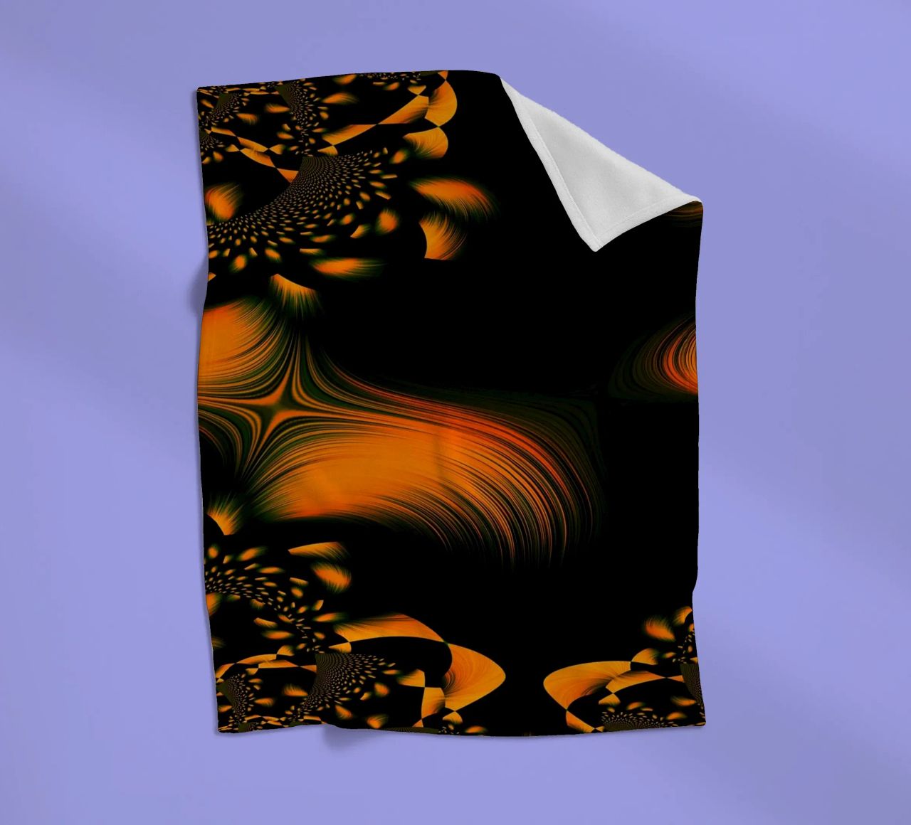Abstract dynamic pattern, fractal movements orange fleece blanket by Something for you