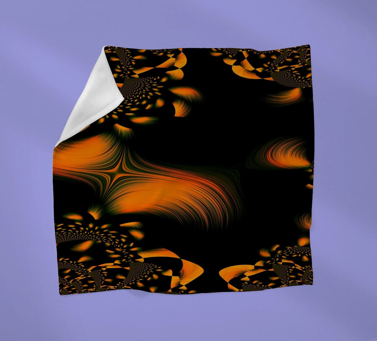 Abstract dynamic pattern, fractal movements orange fleece blanket by Something for you