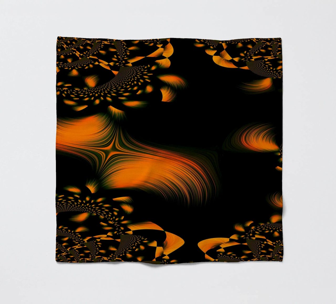 Abstract dynamic pattern, fractal movements orange fleece blanket by Something for you
