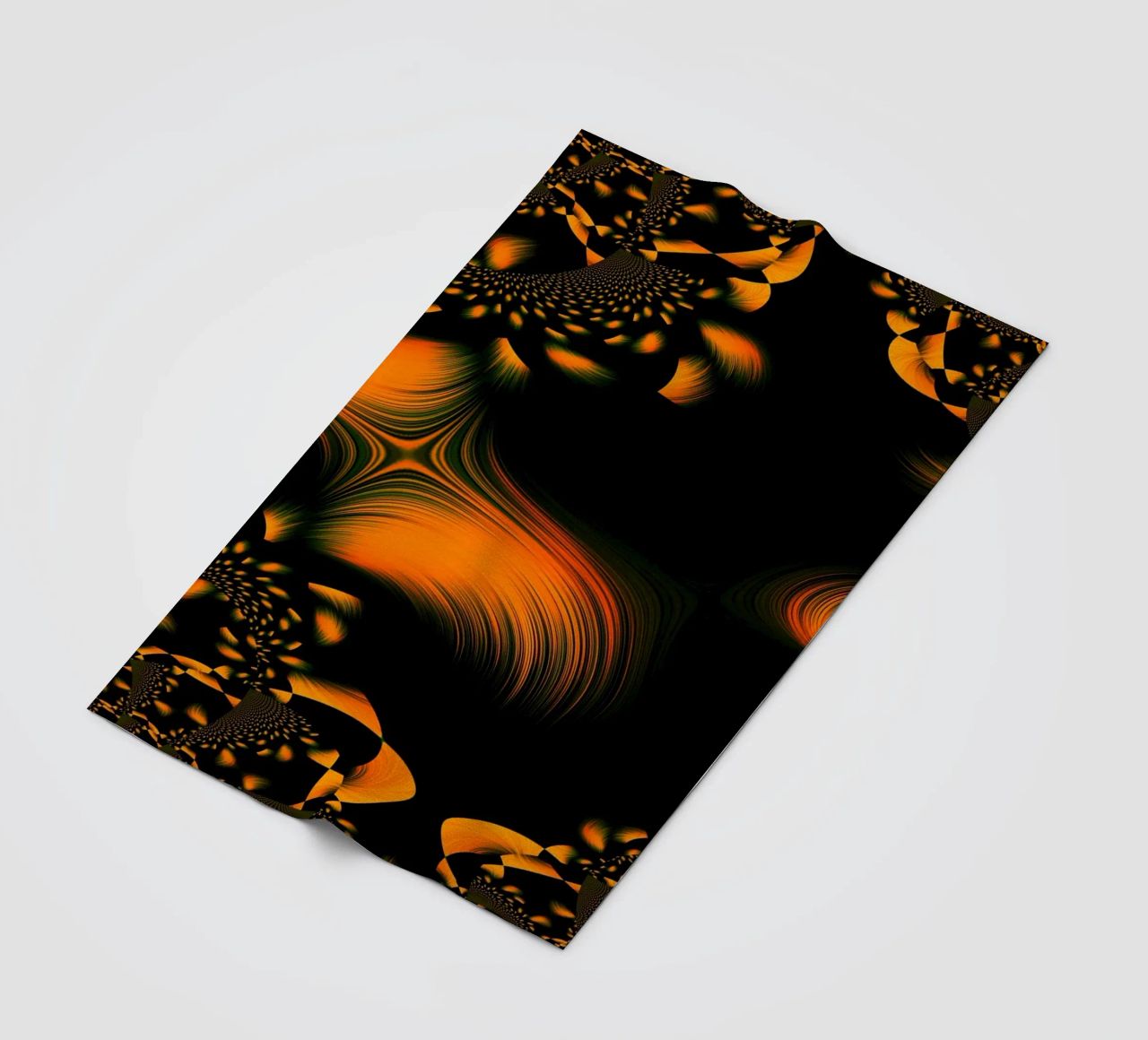 Abstract dynamic pattern, fractal movements orange fleece blanket by Something for you