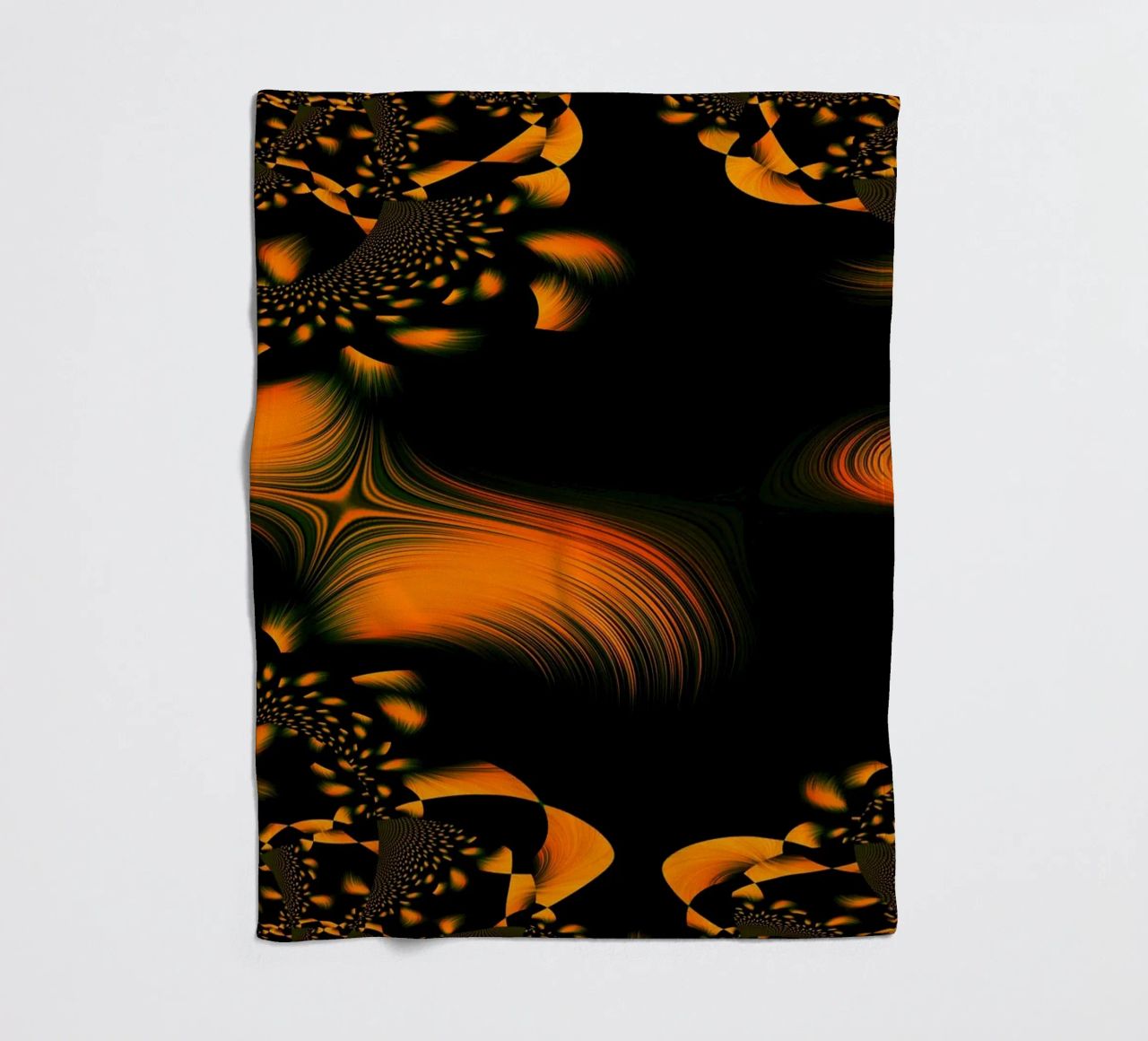 Abstract dynamic pattern, fractal movements orange fleece blanket by Something for you