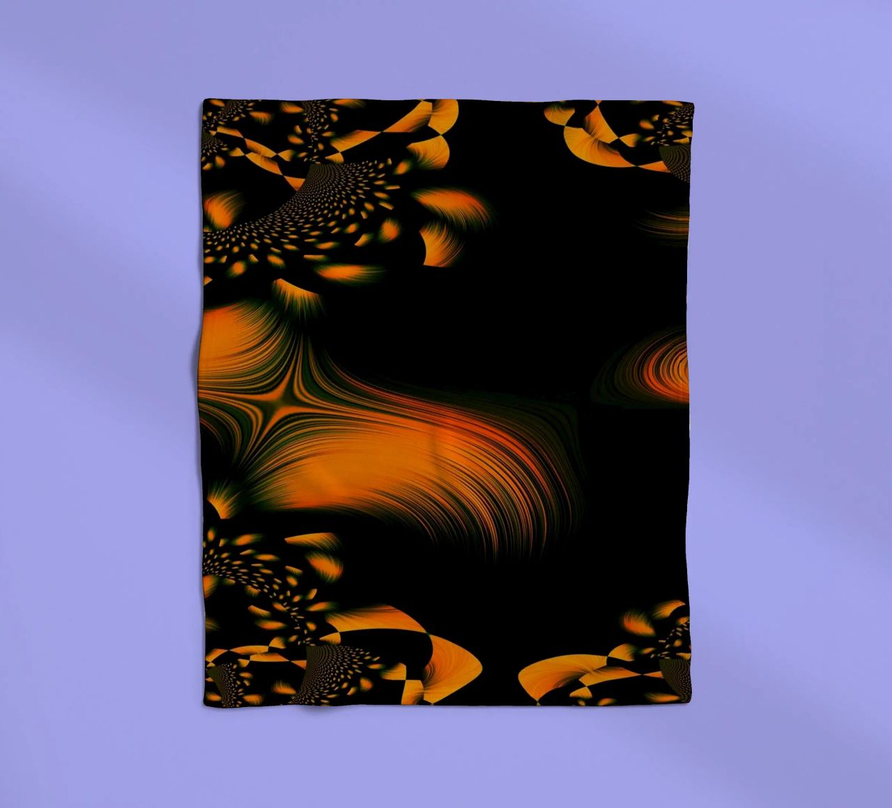 Abstract dynamic pattern, fractal movements orange fleece blanket by Something for you