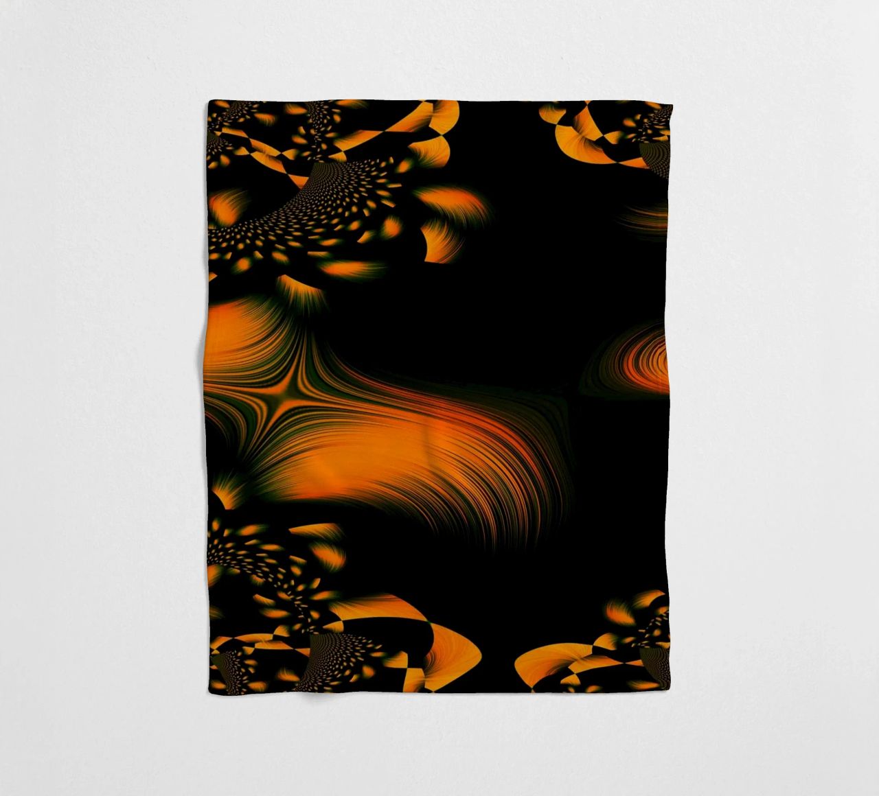 Abstract dynamic pattern, fractal movements orange fleece blanket by Something for you