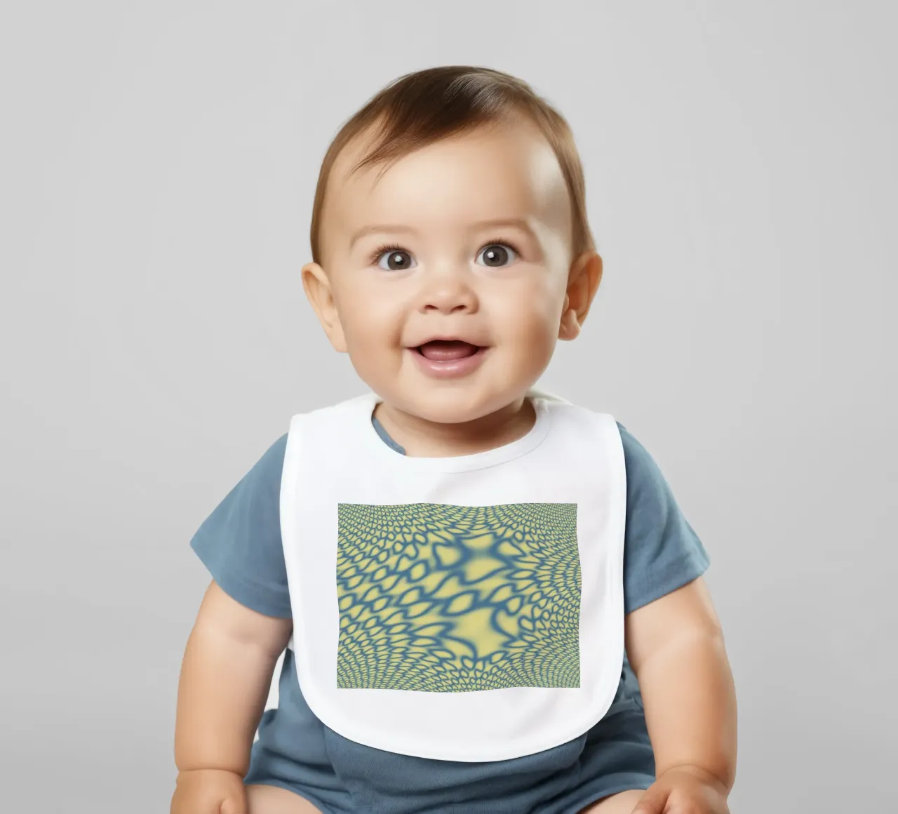 Dynamic circles and fractals in blue baby bib by Something for you