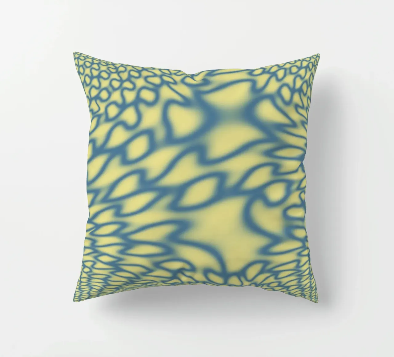 Dynamic circles and fractals in blue decorative cushion by Something for you