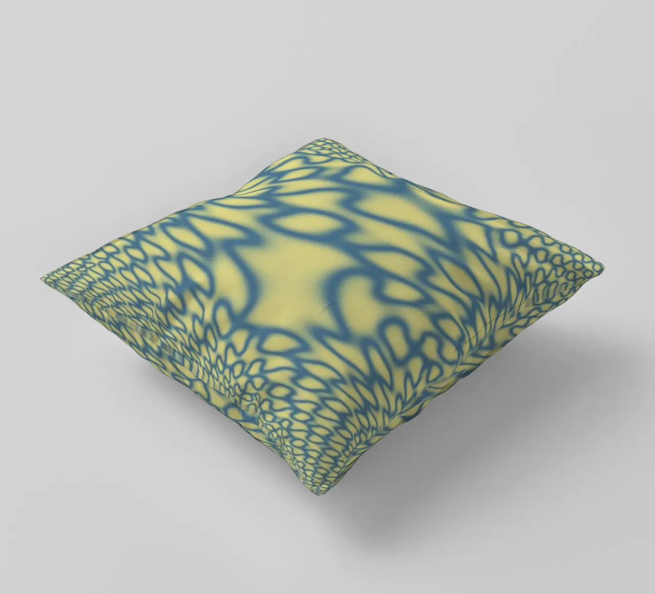 Dynamic circles and fractals in blue decorative cushion by Something for you