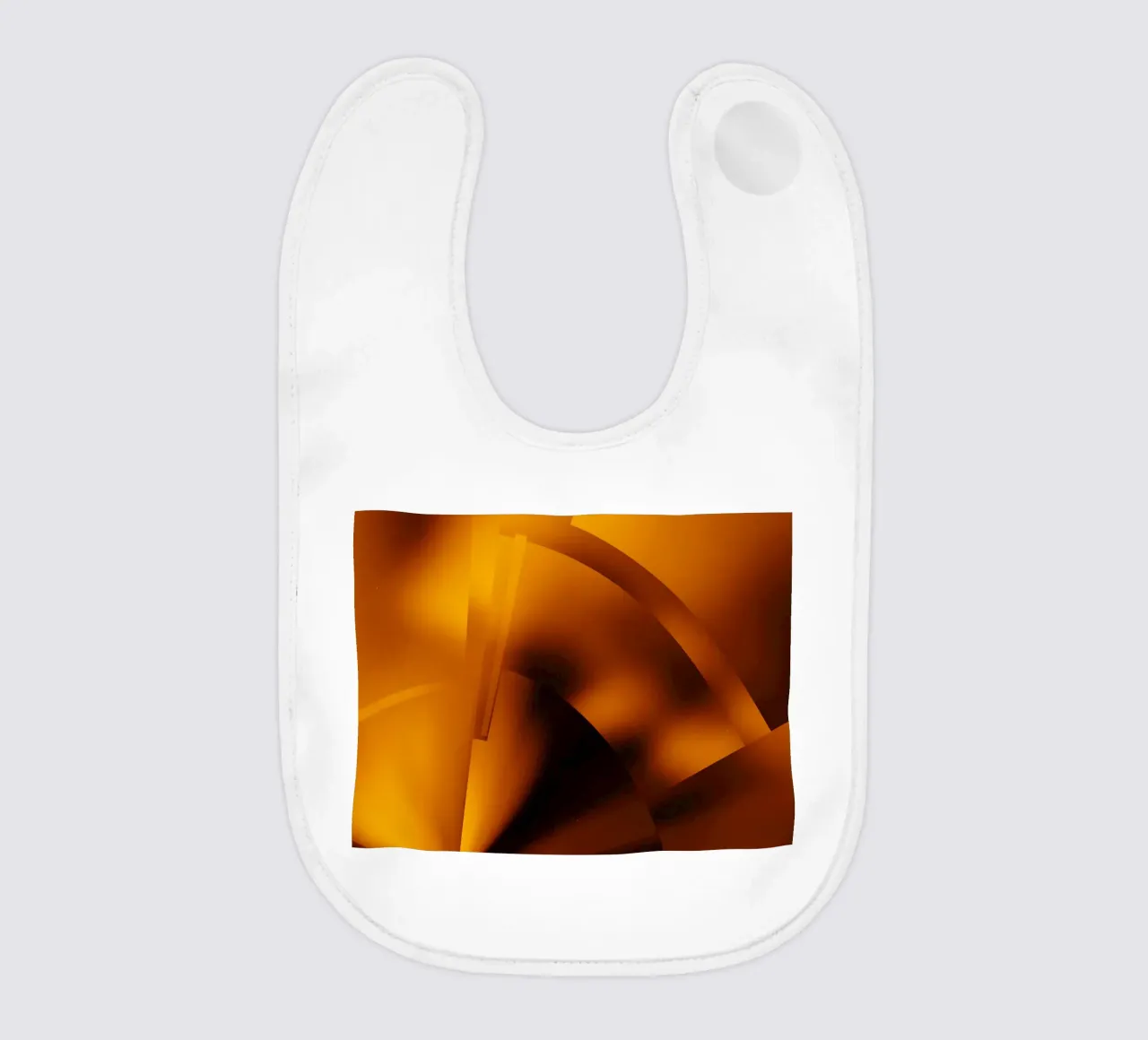Geometric abstract patterns in orange and yellow baby bib by Something for you