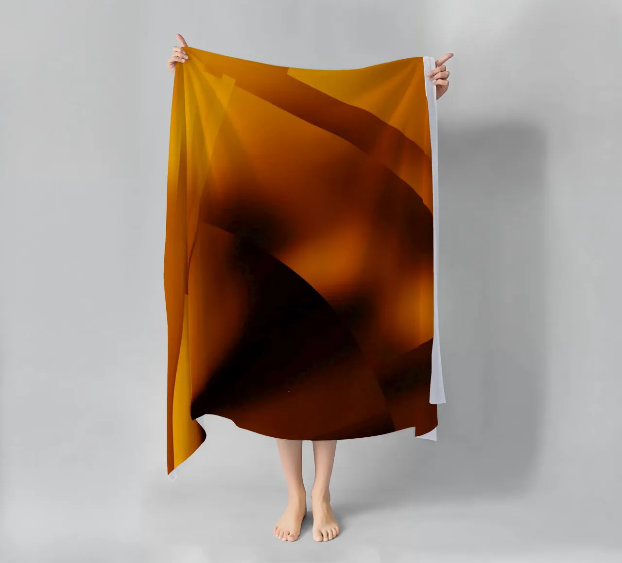 Geometric abstract patterns in orange and yellow beach towel by Something for you
