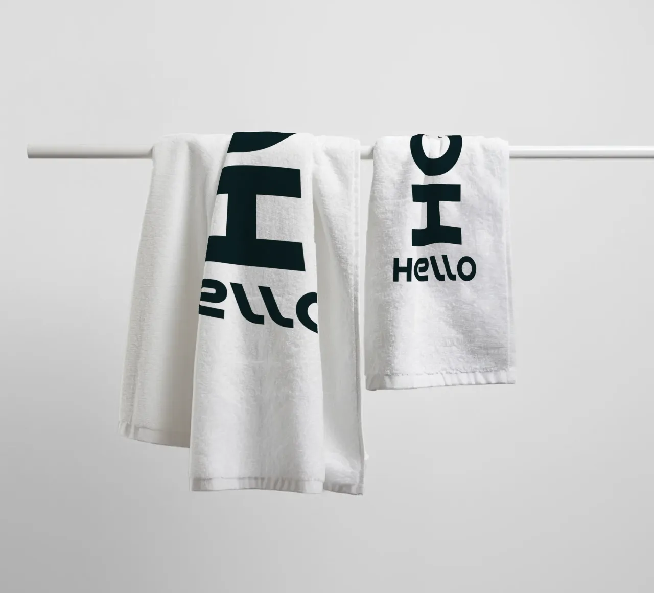 Oh Hello Simple Elegant Typography towel by YV TYPOGRAPHY