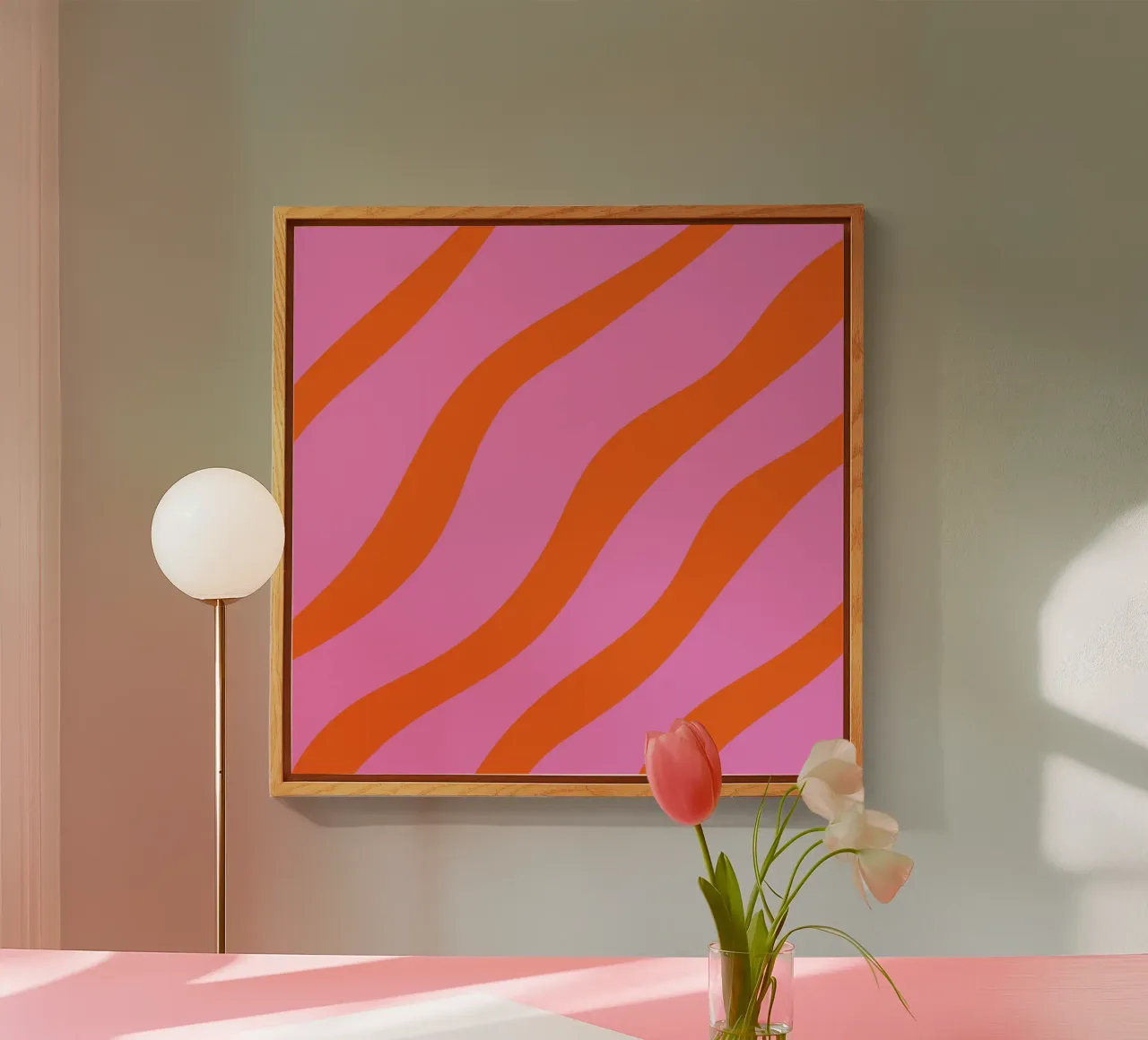 Linee astratte - arancio e rosa plexiglass da Wackapacka