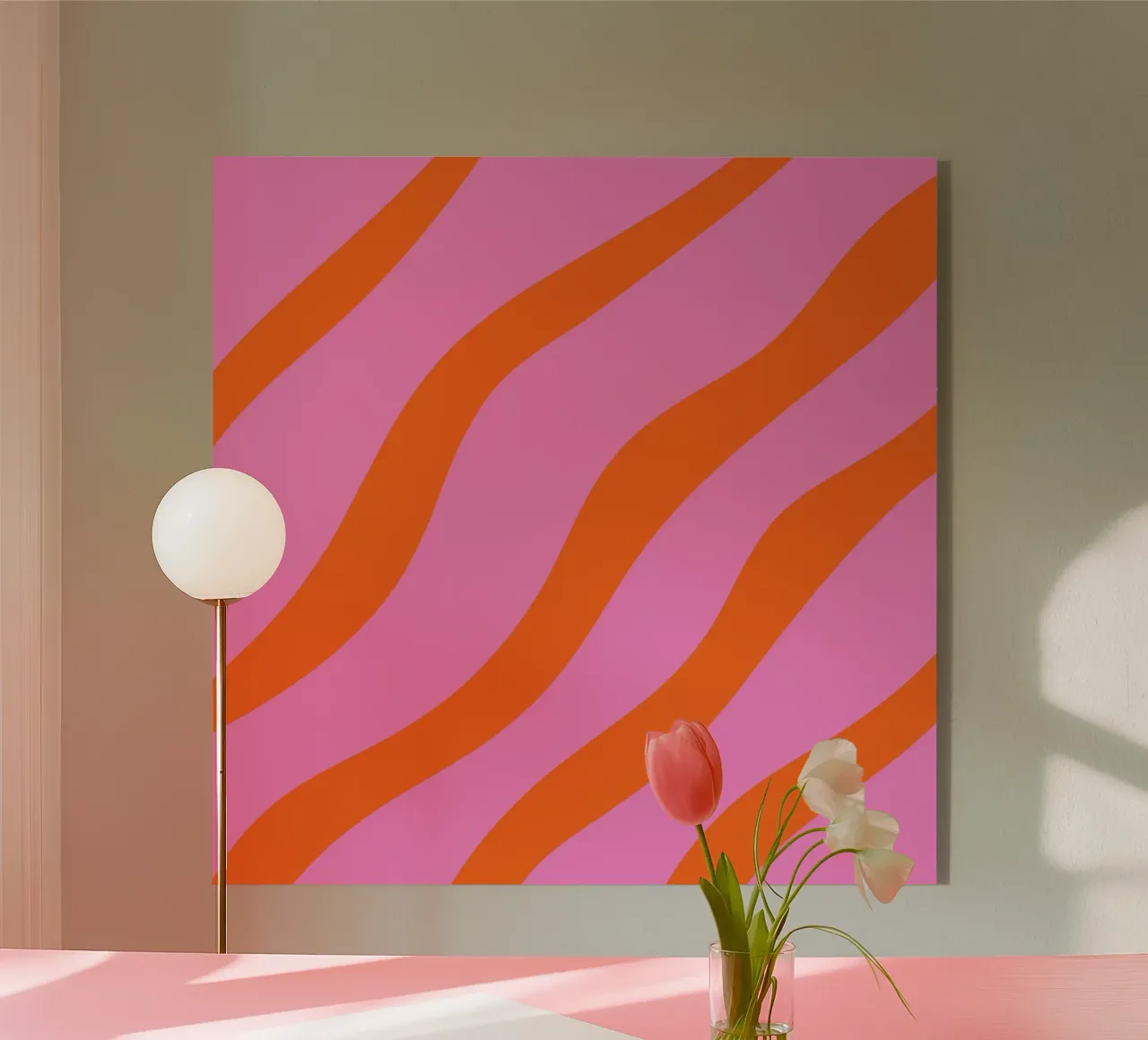 Linee astratte - arancio e rosa plexiglass da Wackapacka