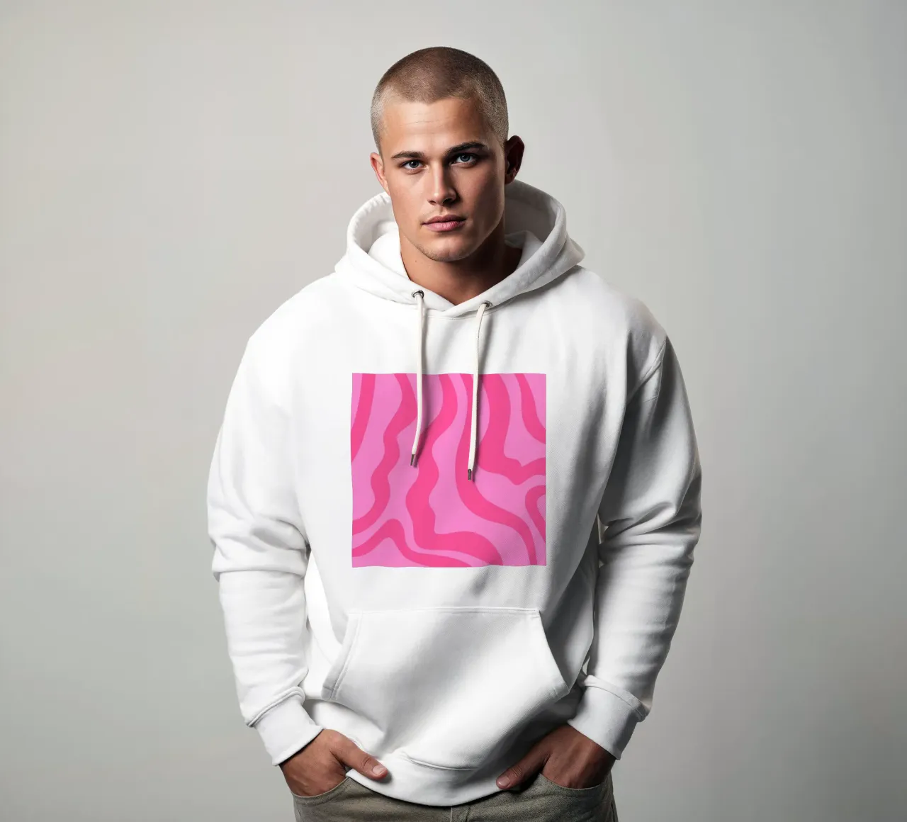 Linee astratte - rosa monocromatico felpa con cappuccio da Wackapacka