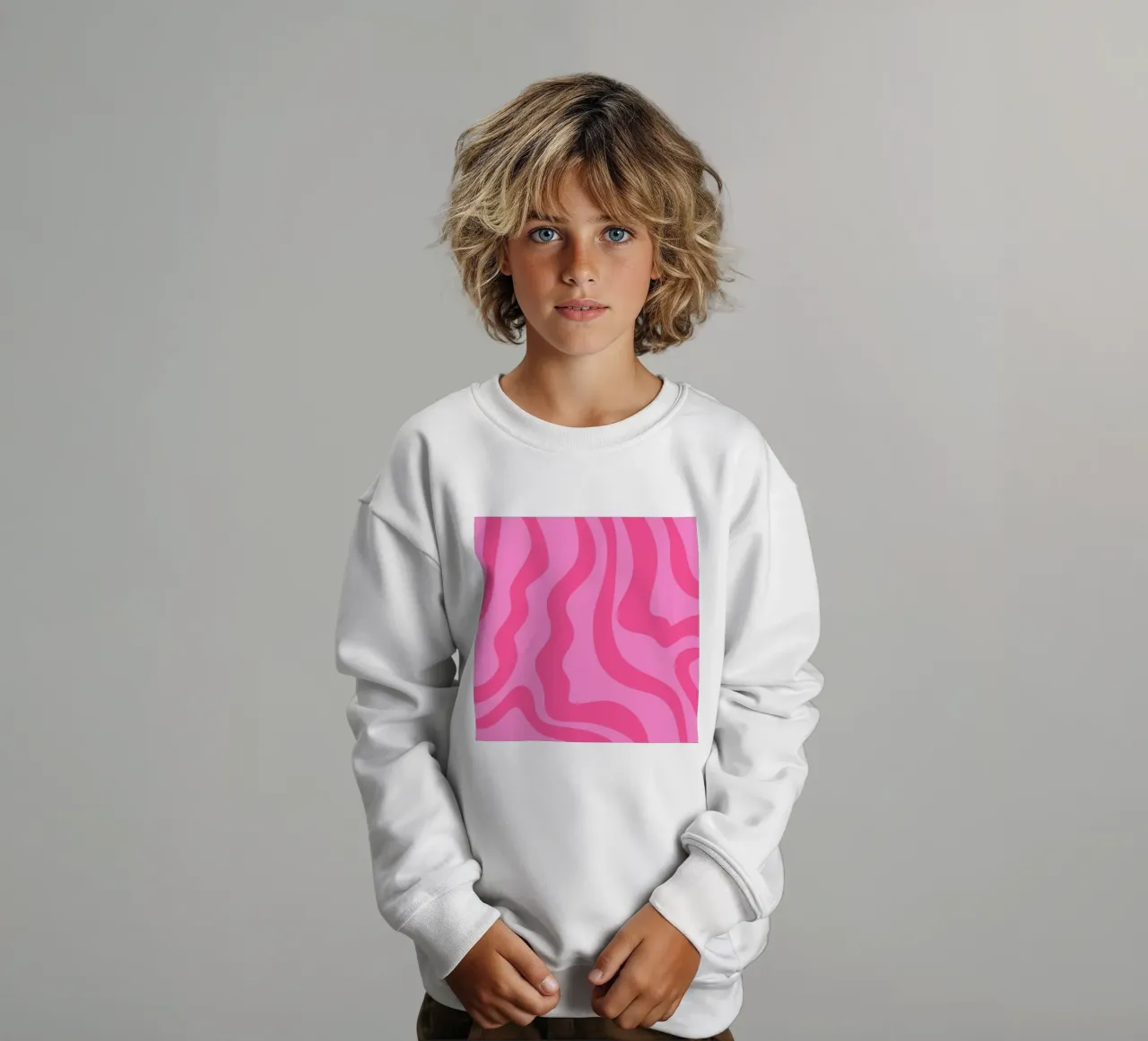 Linee astratte - rosa monocromatico felpa bambino da Wackapacka
