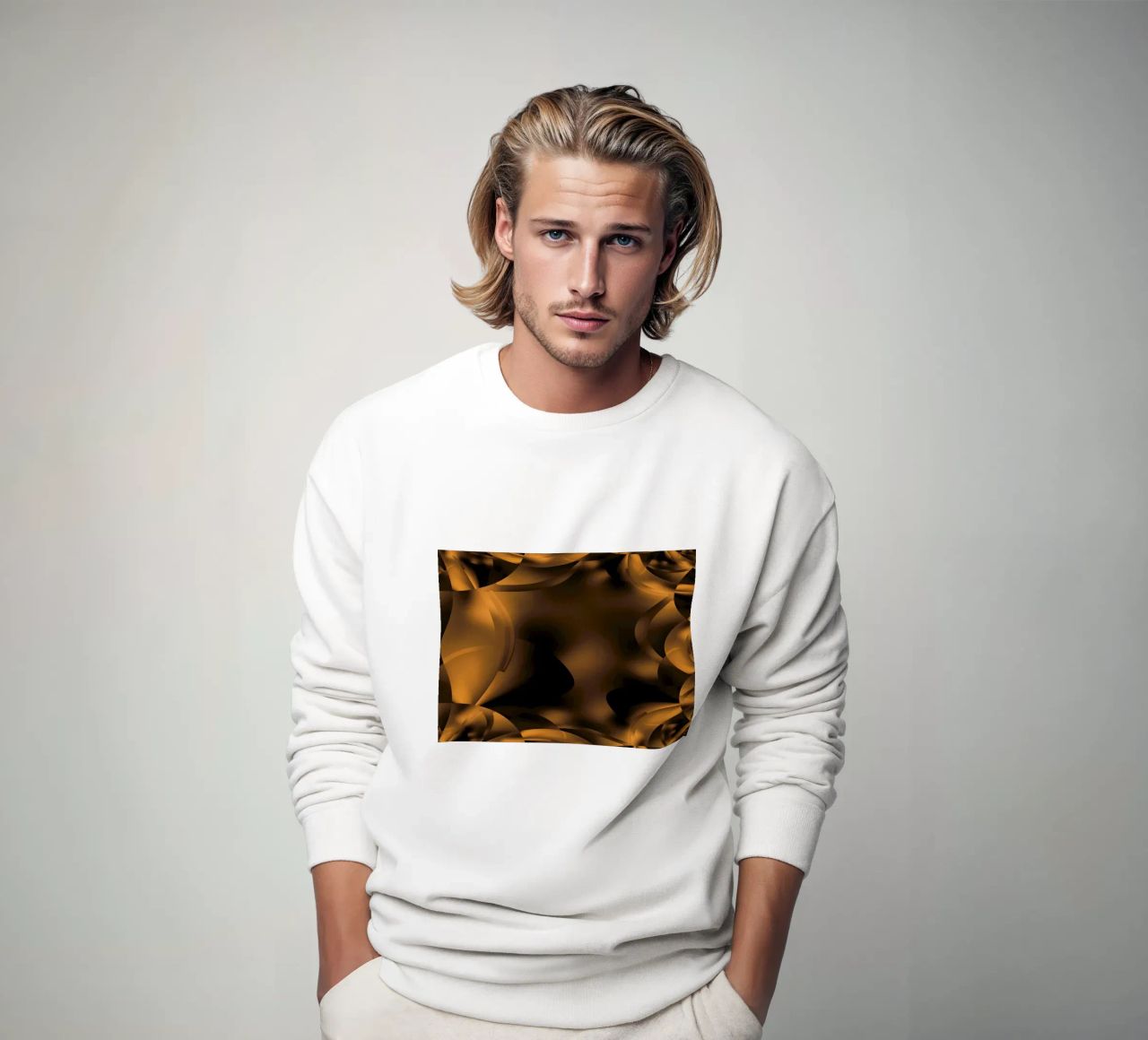 Abstrakte dynamische fraktale Muster in Braun und Schwarz Sweatshirt von Something for you