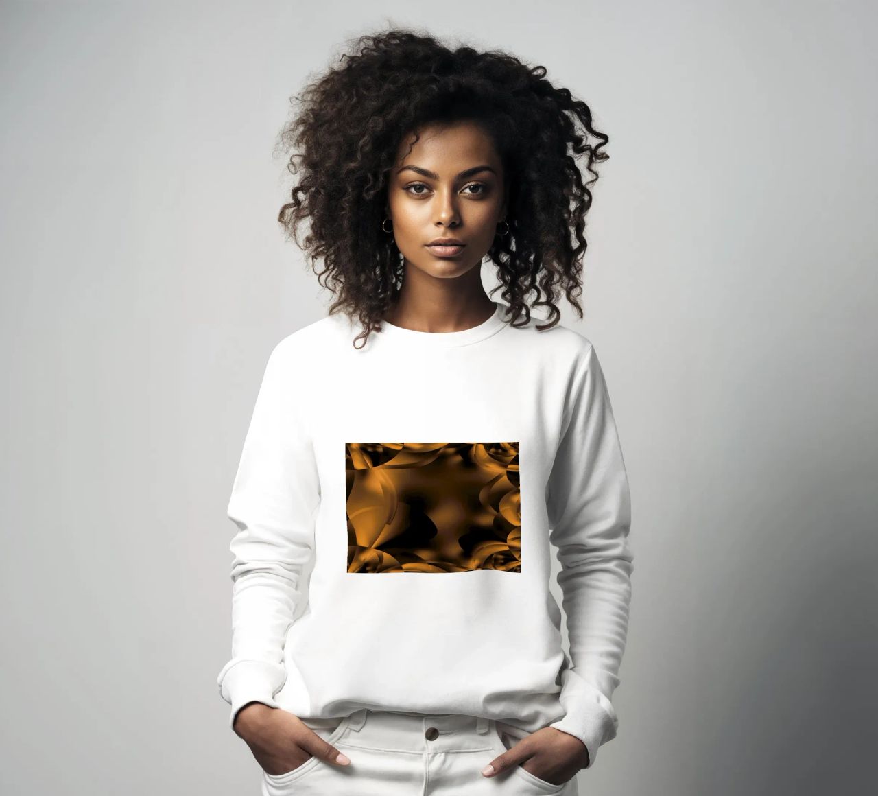 Abstrakte dynamische fraktale Muster in Braun und Schwarz Sweatshirt von Something for you