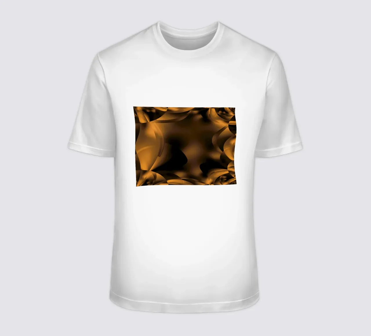 Abstract dynamic fractal patterns in brown and black t-shirt by Something for you