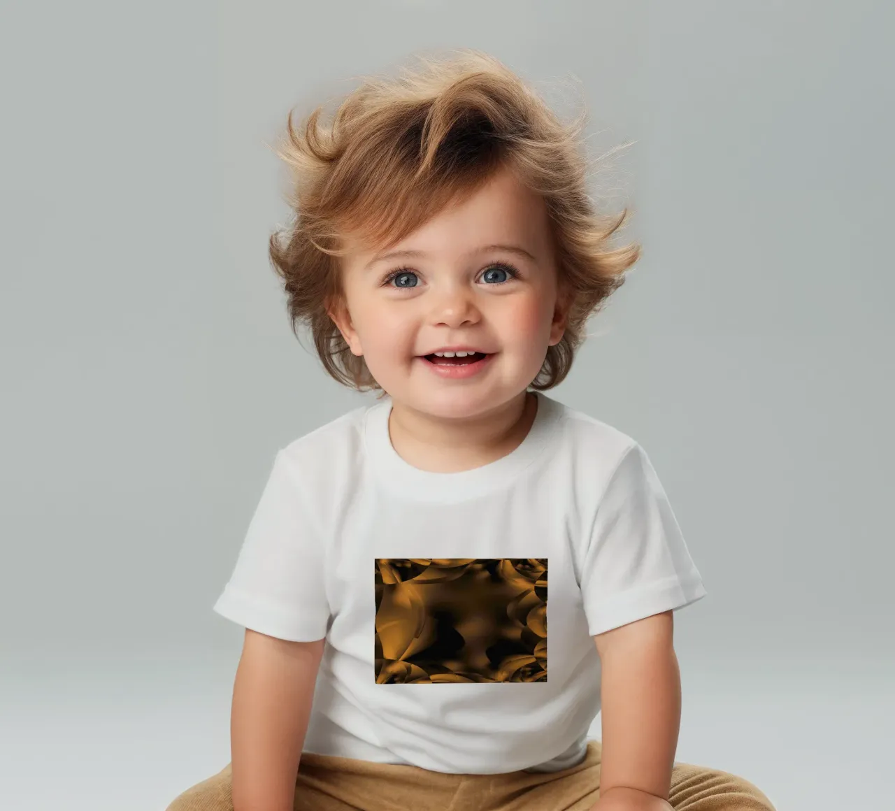 Abstract dynamic fractal patterns in brown and black baby t-shirt by Something for you