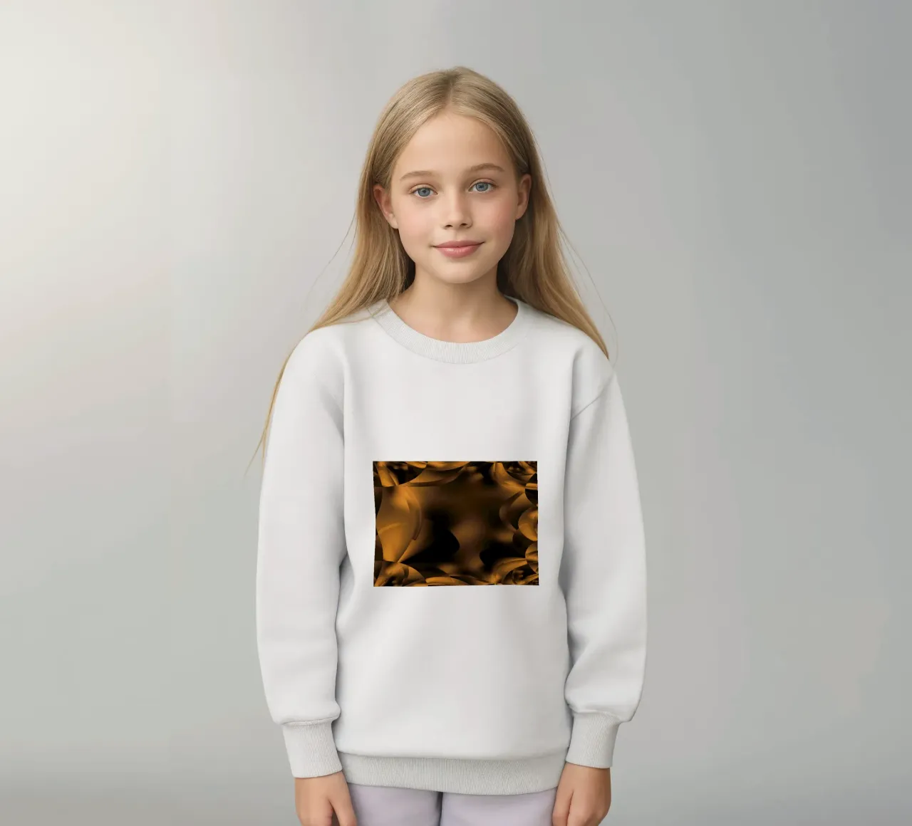 Abstract dynamic fractal patterns in brown and black kids sweatshirt by Something for you
