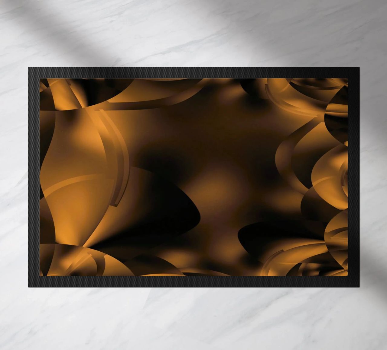 Abstract dynamic fractal patterns in brown and black doormat by Something for you