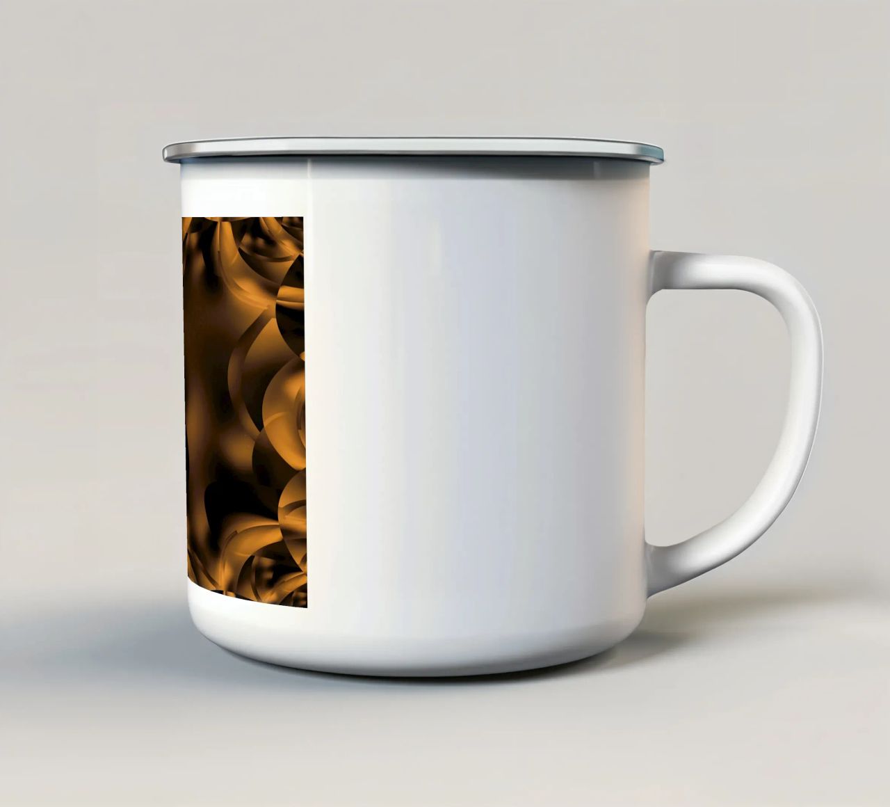 Abstrakte dynamische fraktale Muster in Braun und Schwarz Emaille Tasse von Something for you