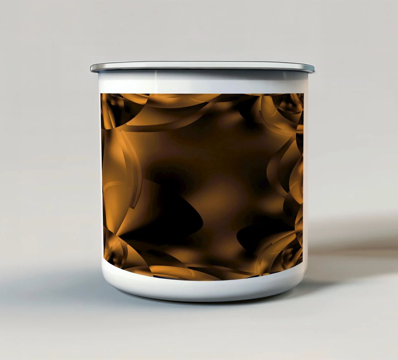 Abstrakte dynamische fraktale Muster in Braun und Schwarz Emaille Tasse von Something for you