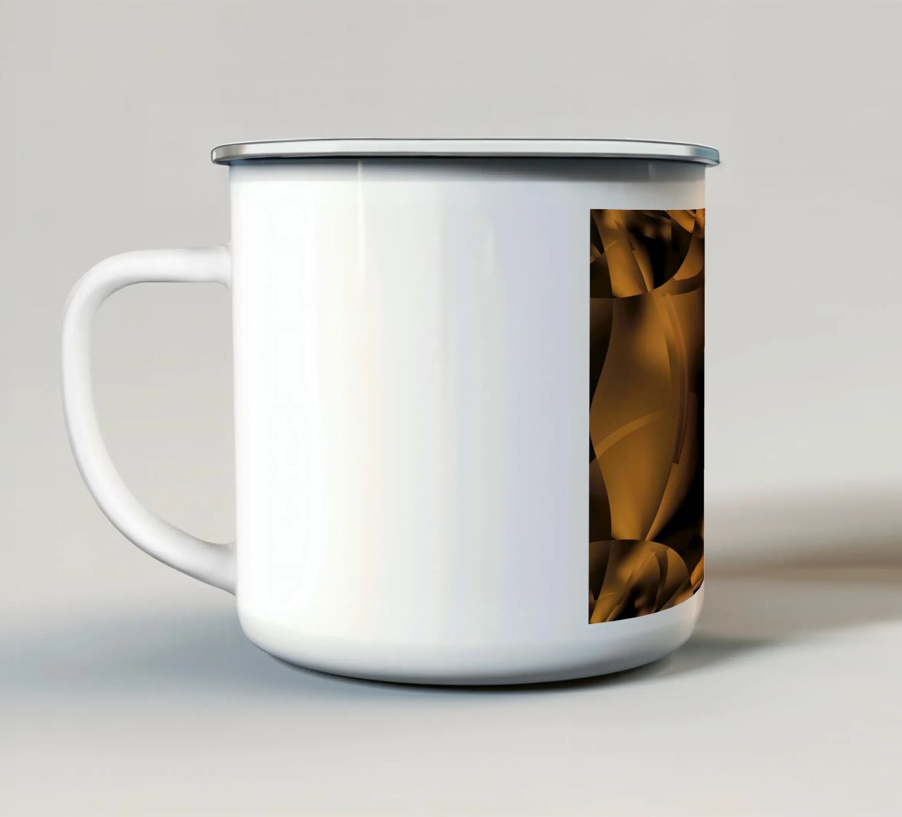Abstrakte dynamische fraktale Muster in Braun und Schwarz Emaille Tasse von Something for you