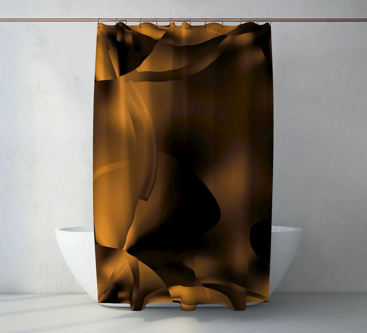 Abstract dynamic fractal patterns in brown and black shower curtain by Something for you