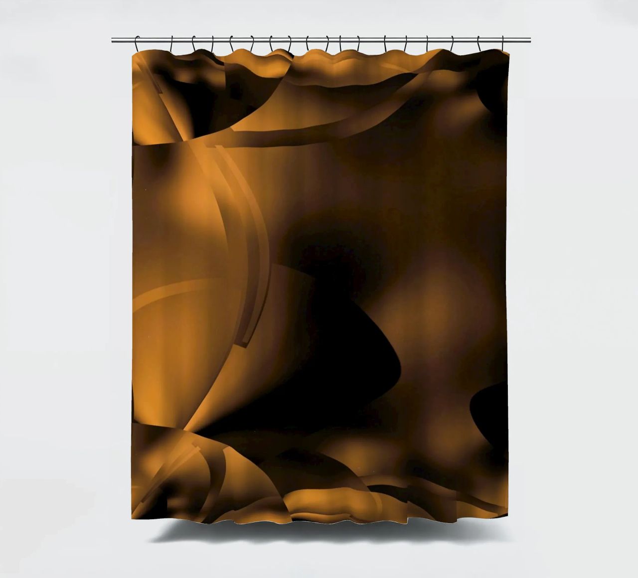 Abstract dynamic fractal patterns in brown and black shower curtain by Something for you