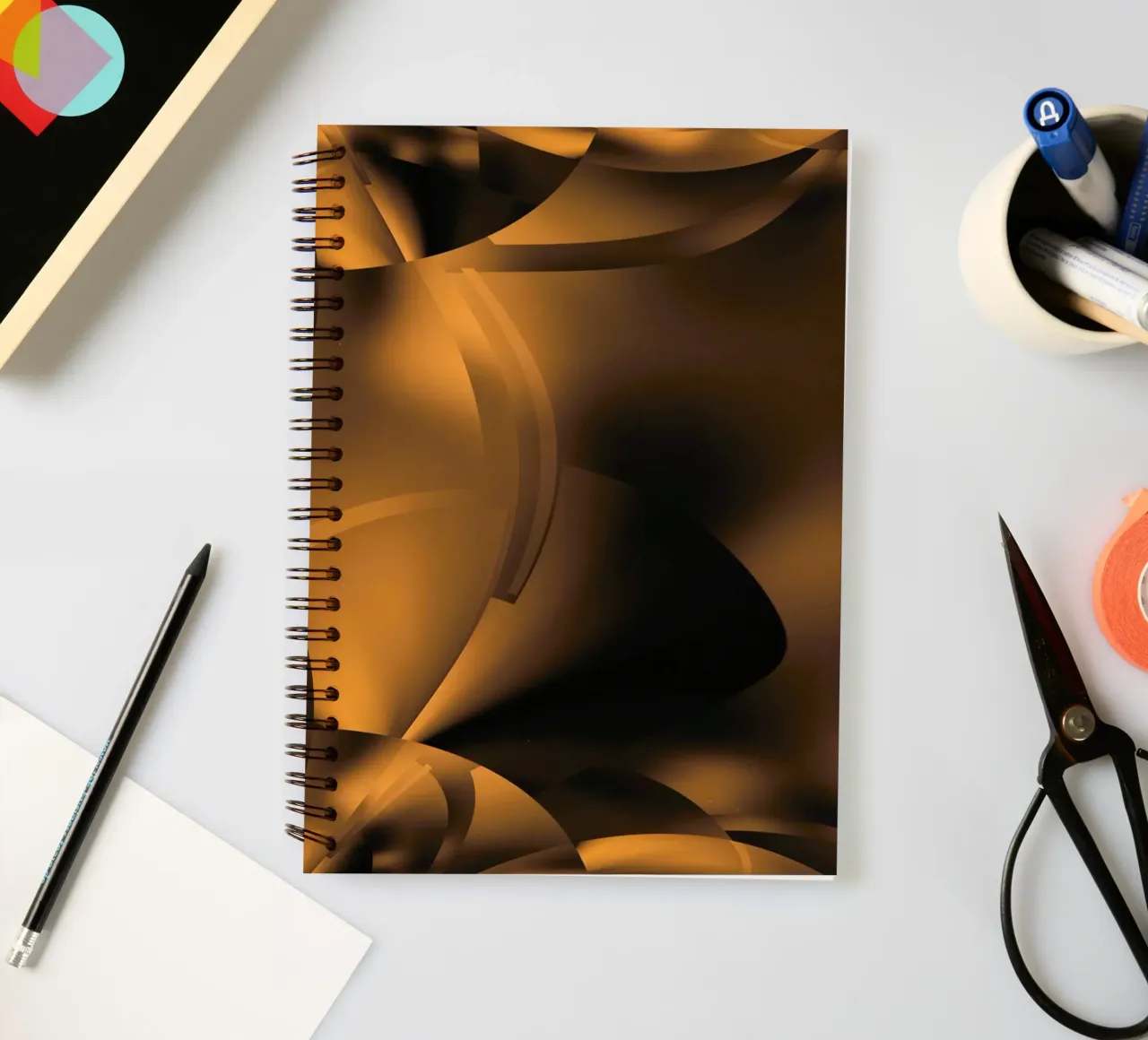 Motifs fractals dynamiques abstraits en brun et noir carnet à spirale de Something for you