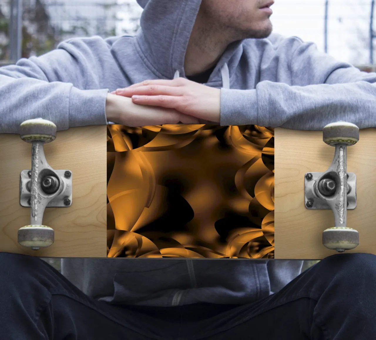 Modelli frattali dinamici astratti in marrone e nero adesivo da Something for you