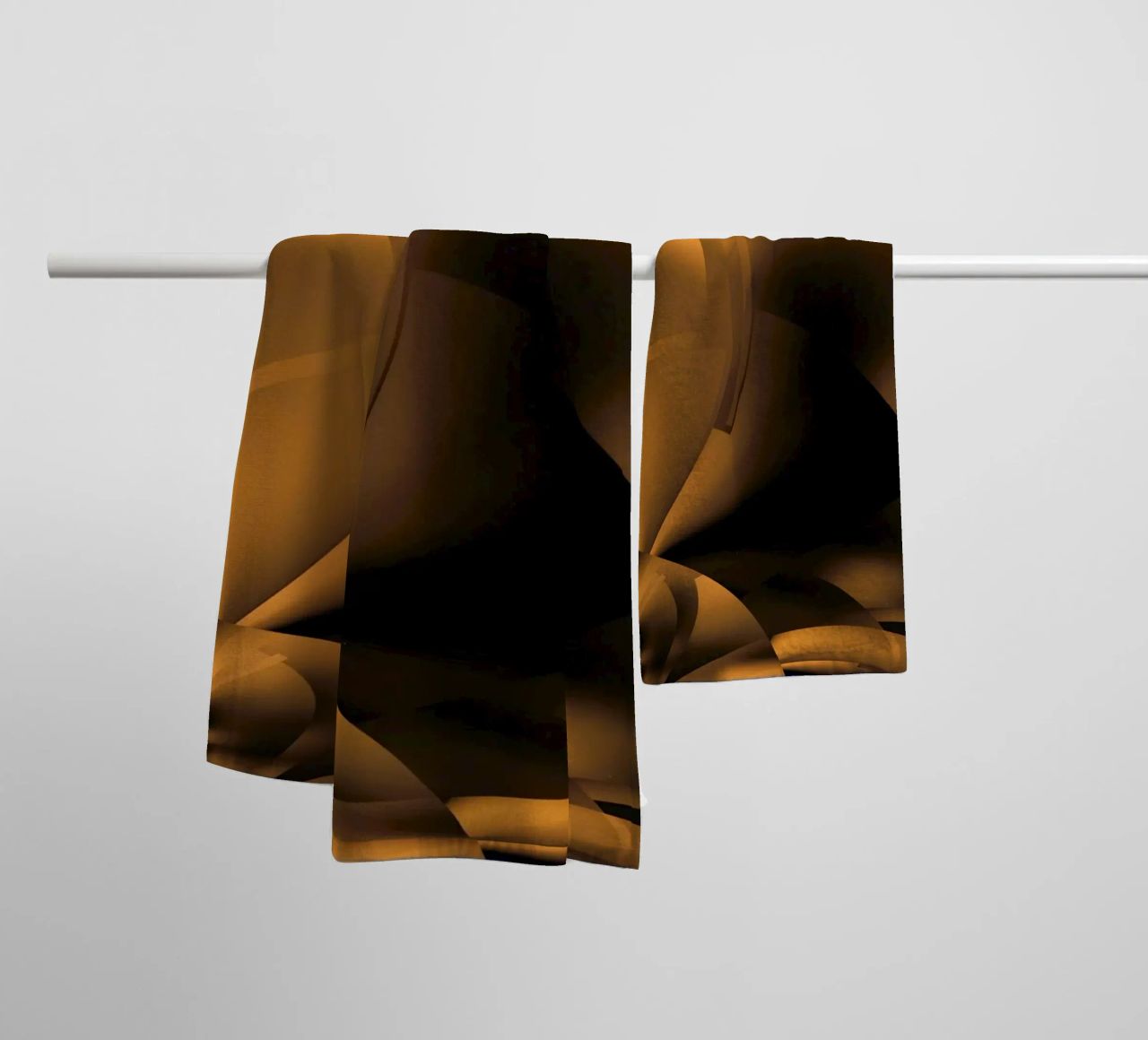 Abstract dynamic fractal patterns in brown and black towel by Something for you