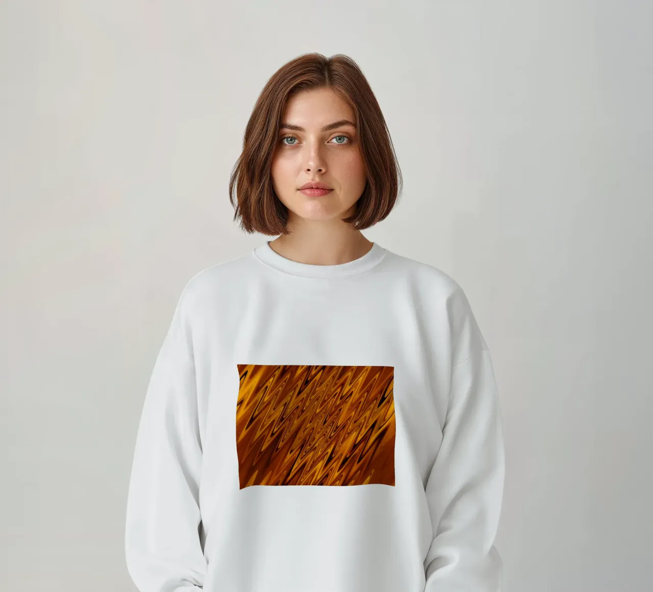 Abstract dynamic wave pattern in orange and red sweatshirt by Something for you