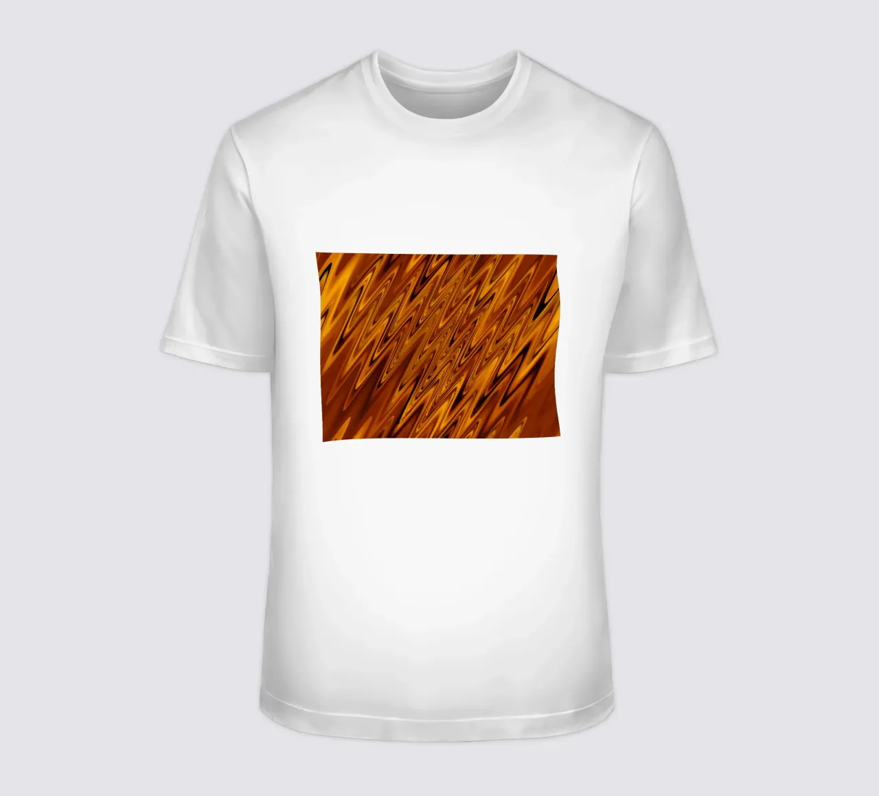 Abstract dynamic wave pattern in orange and red t-shirt by Something for you