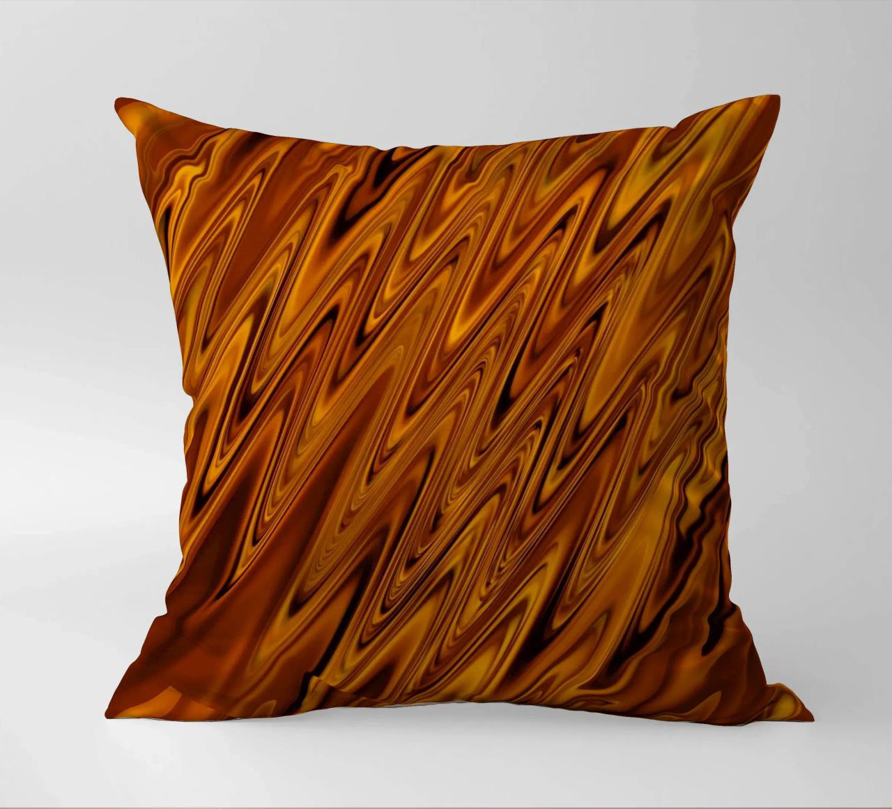 Abstract dynamic wave pattern in orange and red decorative cushion by Something for you