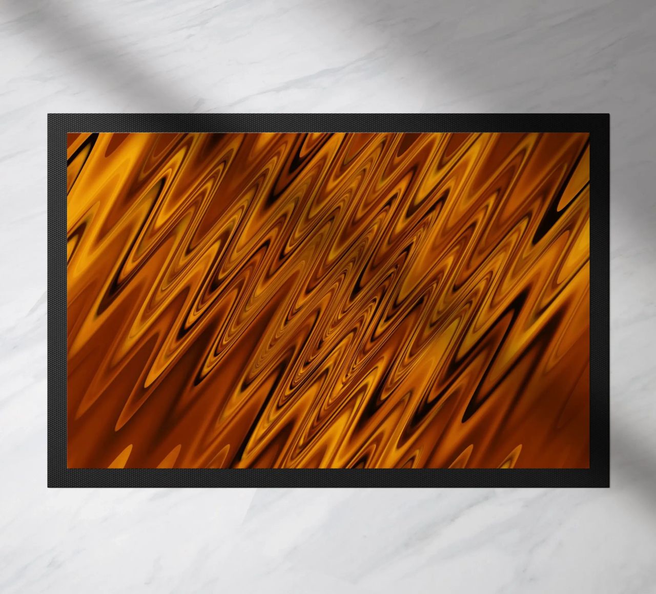 Abstract dynamic wave pattern in orange and red doormat by Something for you
