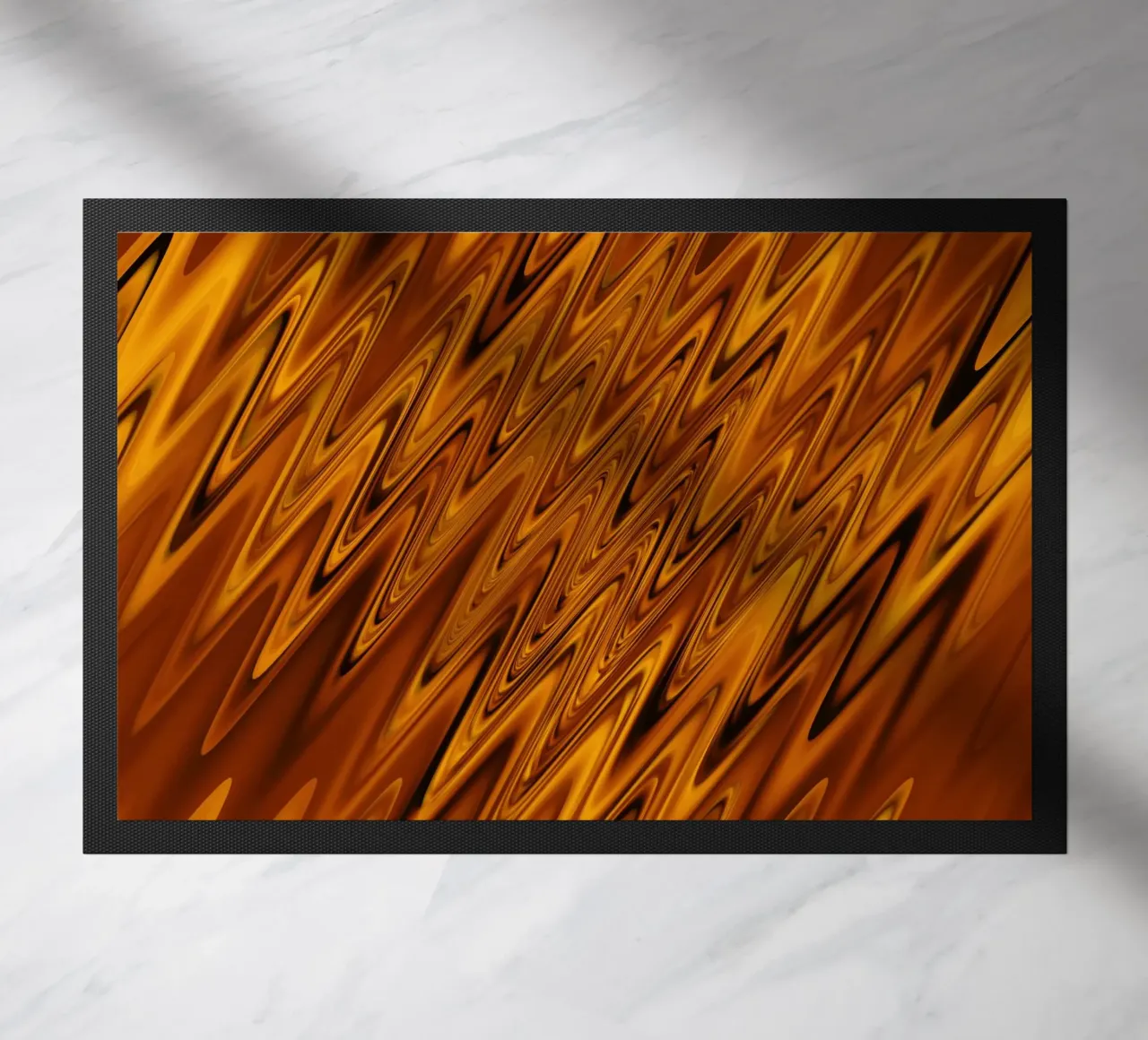 Disegno astratto di onde dinamiche in arancione e rosso zerbino da Something for you