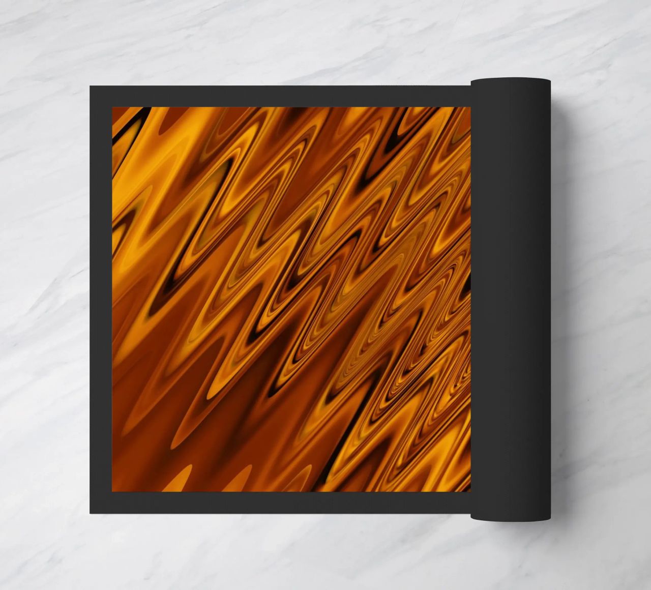 Abstract dynamic wave pattern in orange and red doormat by Something for you