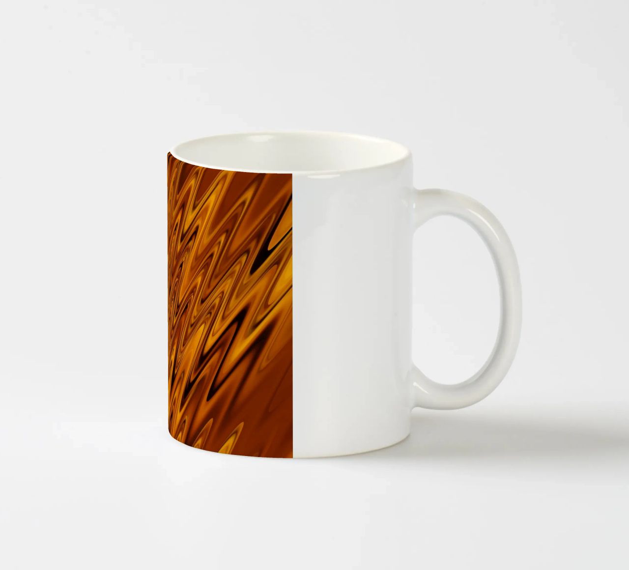 Abstract dynamic wave pattern in orange and red ceramic mug by Something for you
