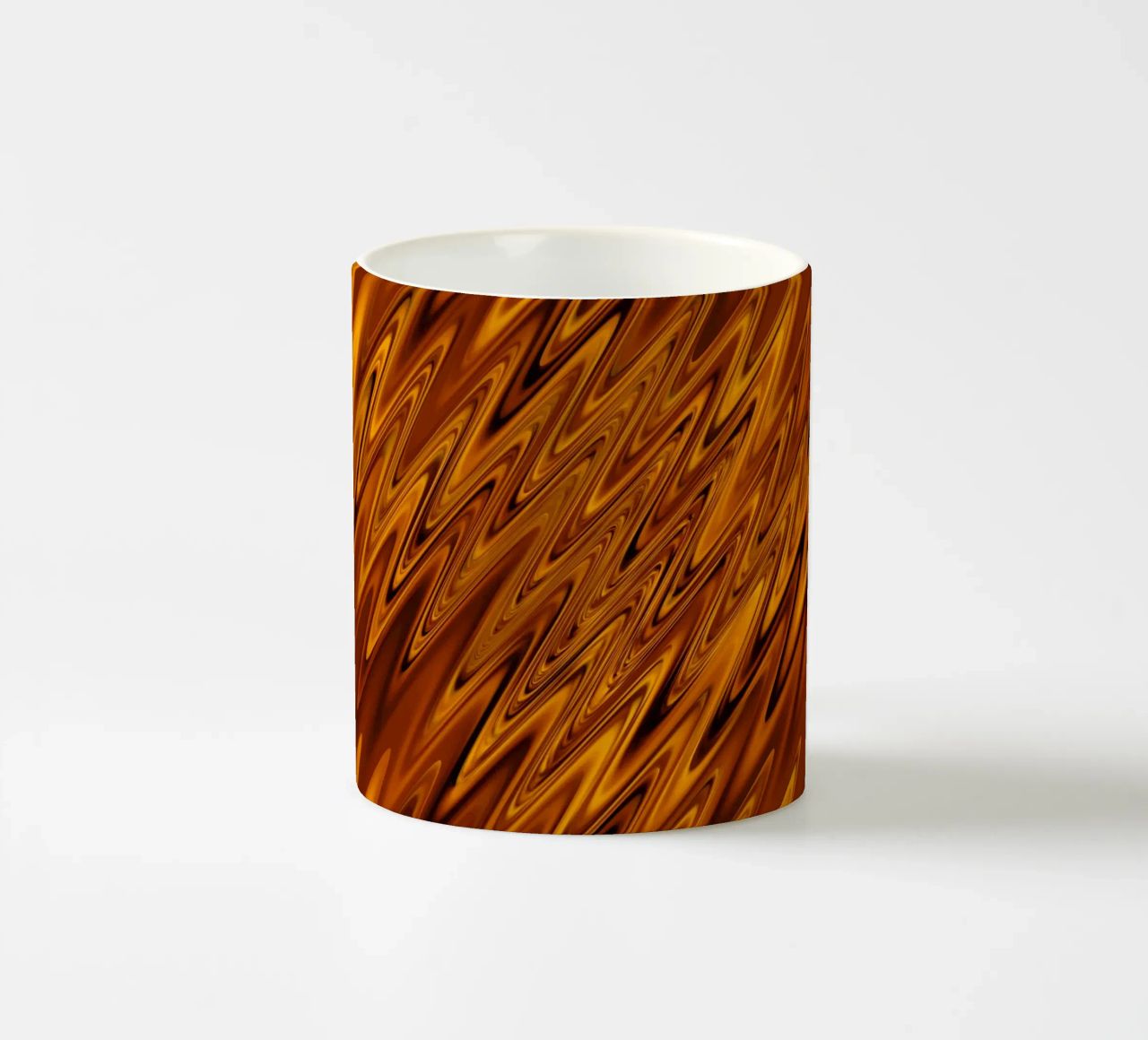 Abstract dynamic wave pattern in orange and red ceramic mug by Something for you