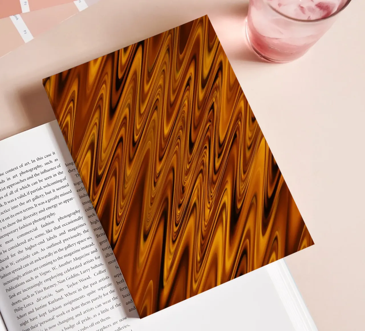 Abstract dynamic wave pattern in orange and red notebook by Something for you