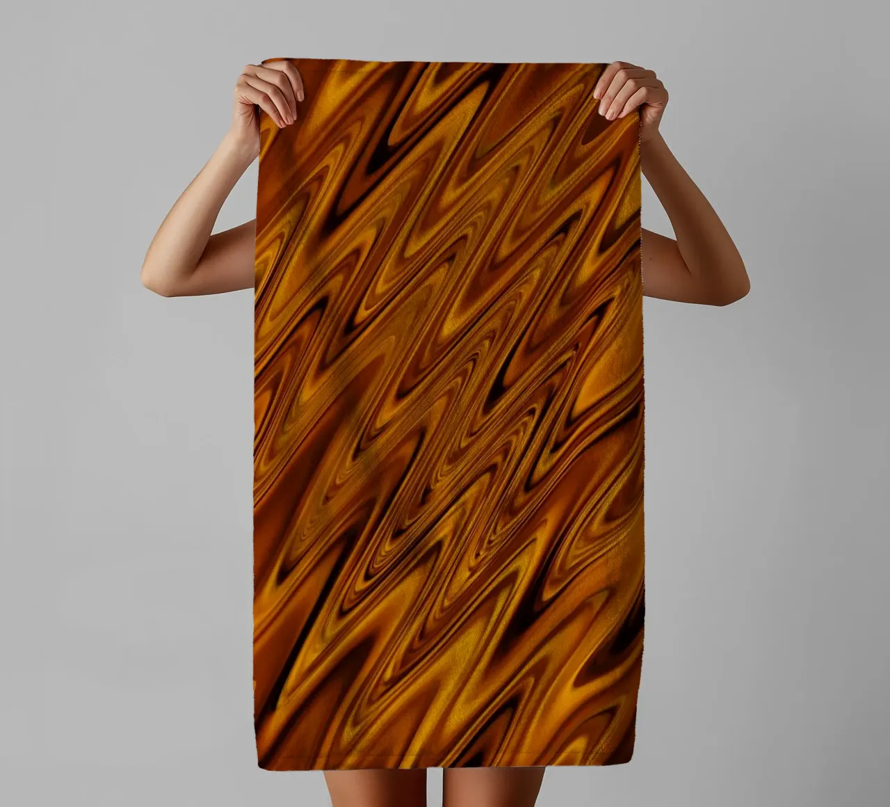 Abstrakte dynamische Wellen Muster in Orange und Rot Handtuch von Something for you