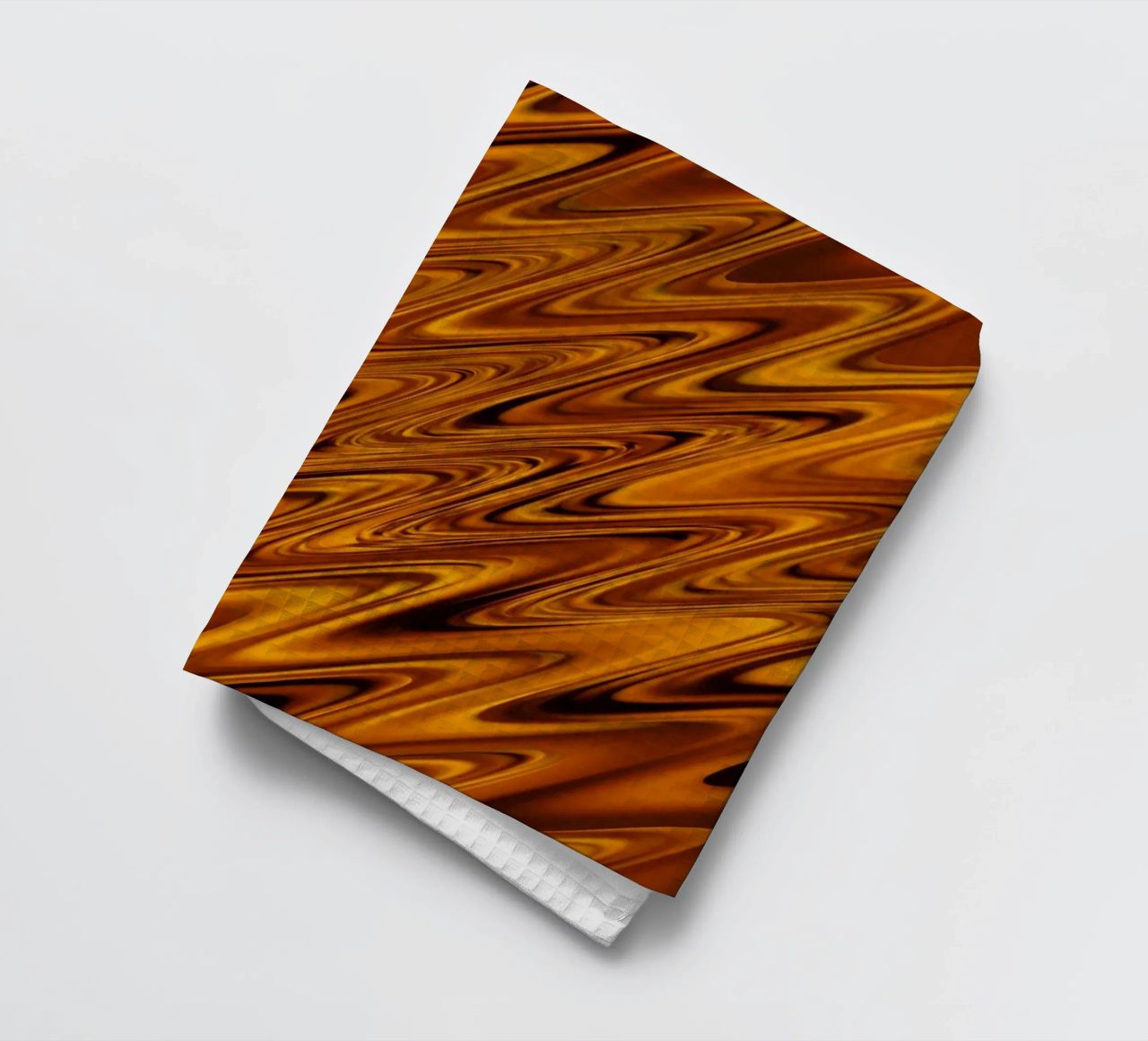Abstract dynamic wave pattern in orange and red tea towel by Something for you