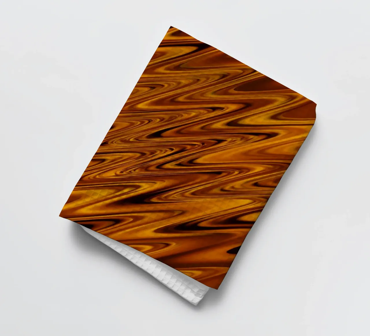 Abstract dynamic wave pattern in orange and red tea towel by Something for you