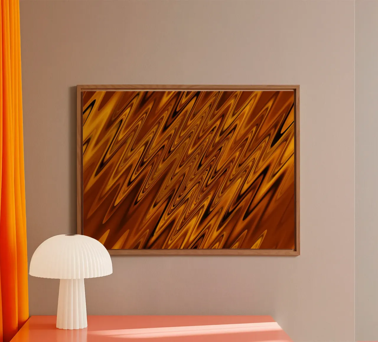 Abstract dynamic wave pattern in orange and red alu-dibond by Something for you