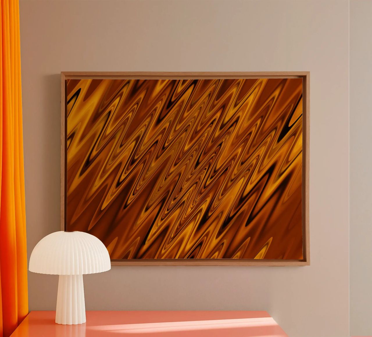 Abstract dynamic wave pattern in orange and red canvas by Something for you