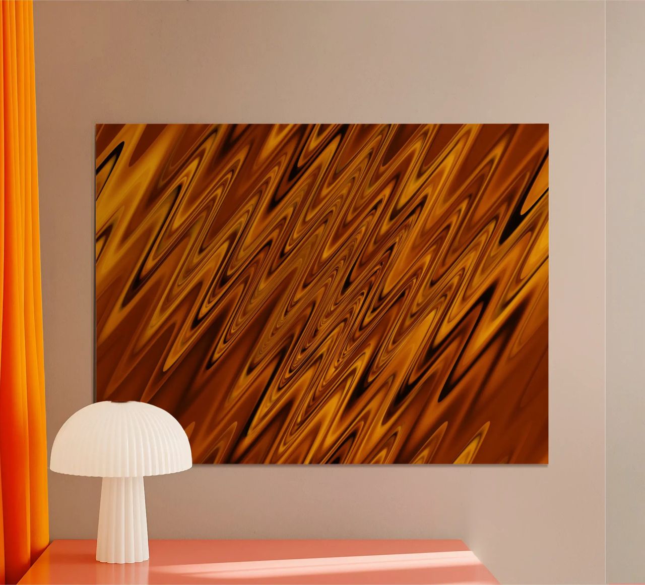 Abstract dynamic wave pattern in orange and red hahnemühle by Something for you