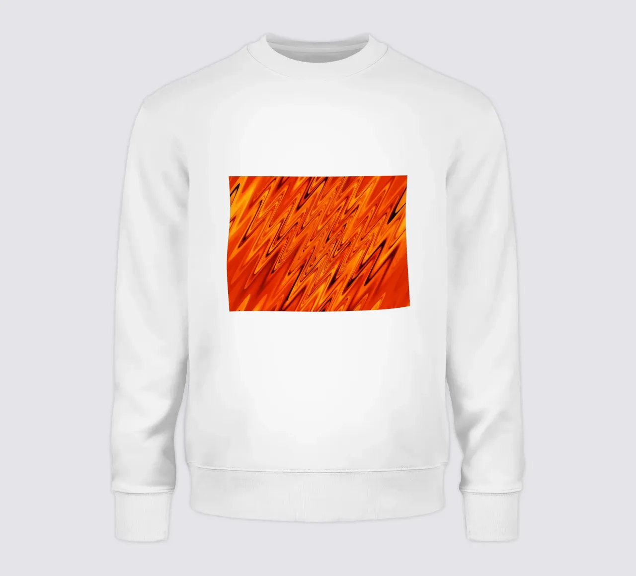 Abstract dynamic waves and patterns in orange and red sweatshirt by Something for you