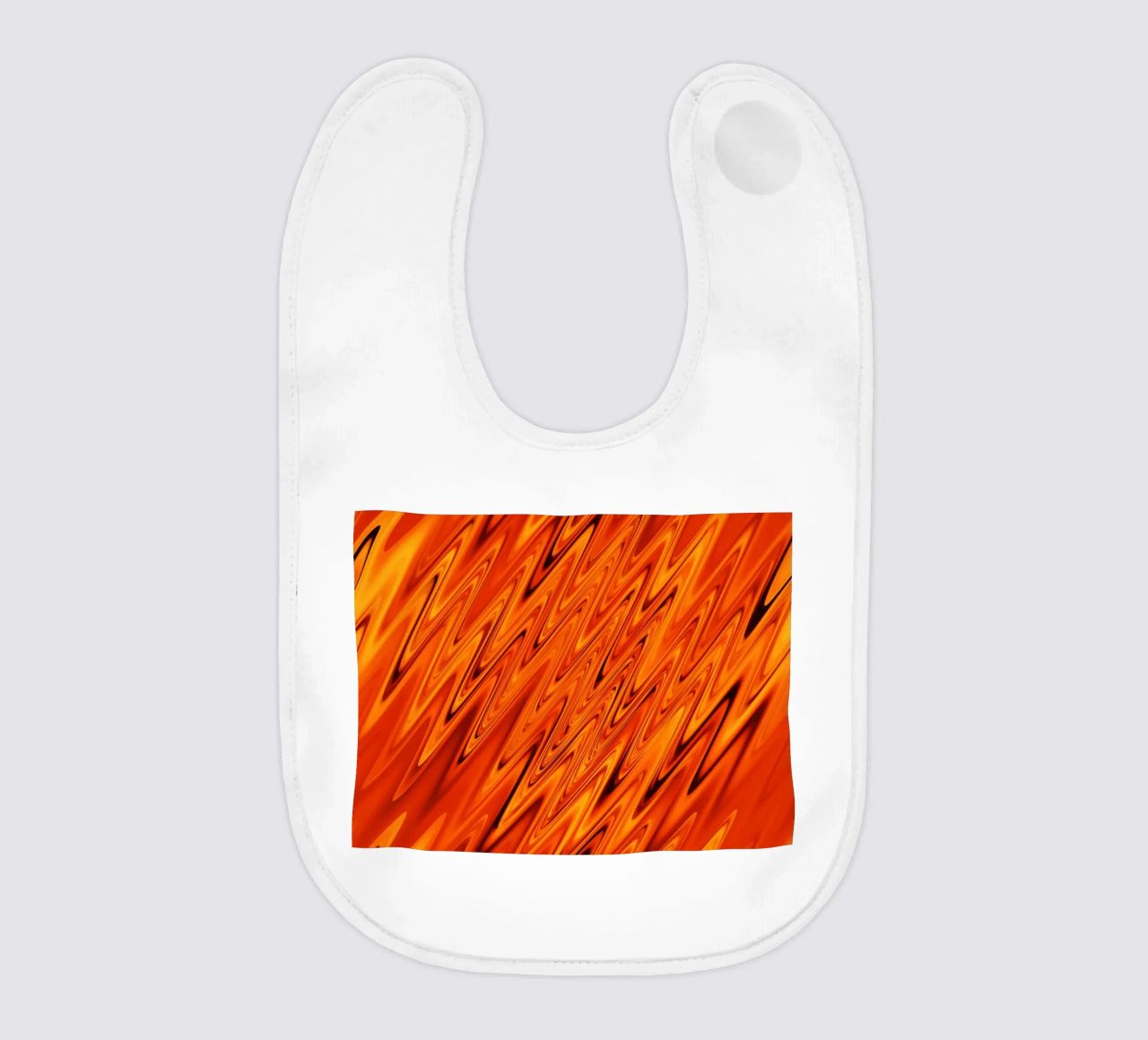Abstract dynamic waves and patterns in orange and red baby bib by Something for you