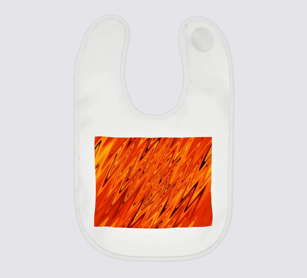 Abstract dynamic waves and patterns in orange and red baby bib by Something for you