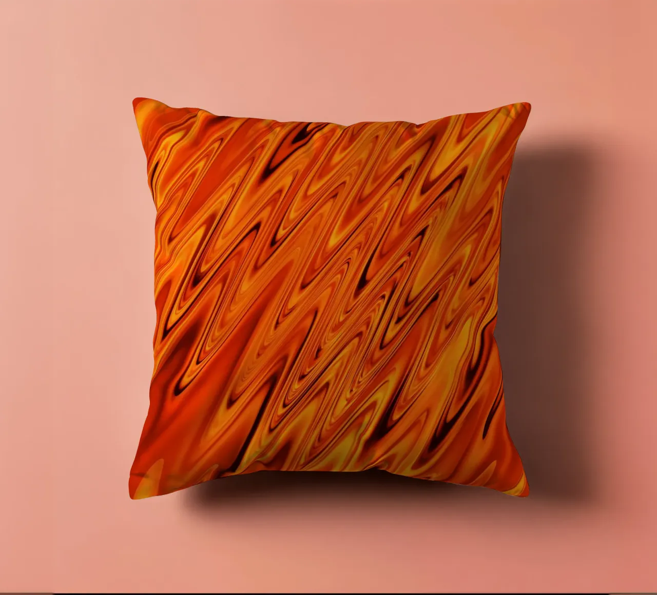 Vagues et motifs dynamiques abstraits en orange et rouge coussin de Something for you